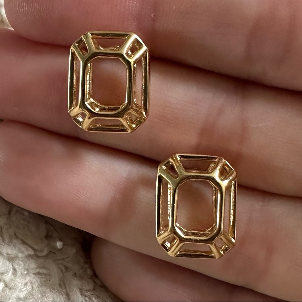 Kate Spade Gold Geometric “Jewel” Stud Earrings, Like New Condition!